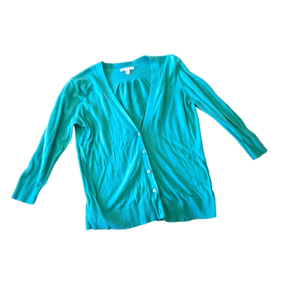🛍️ 3 for $10 Gap turquoise 3/4 sleeve cardigan - Picture 1 of 4